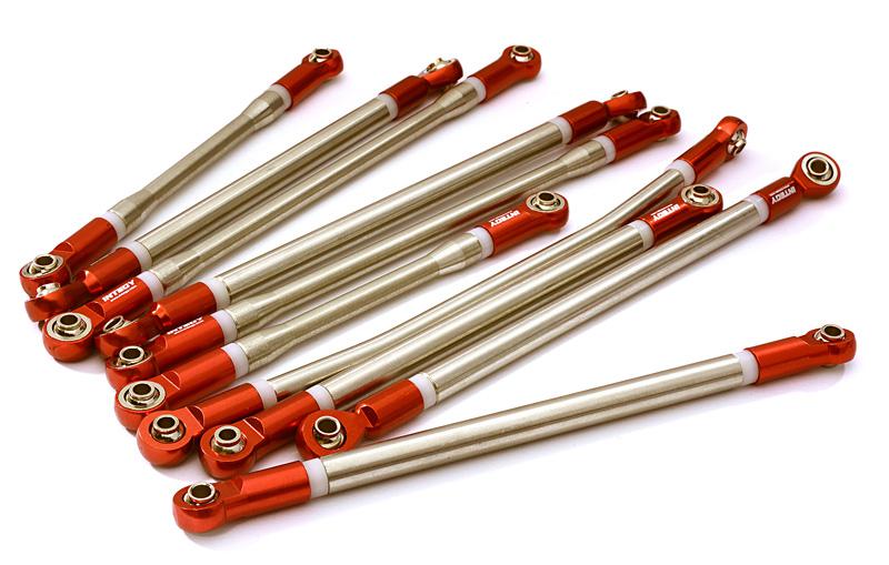 OBM1634RED Complete Stainless Steel 10-Piece Linkage Set for Custom 1.9 & 2.2 Rock Crawlers - Image 1