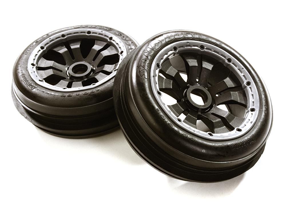 OBM1639 Type B513 Front Wheel & Tire Set (2) for HPI 1/5 Baja 5B & 5B2.0 - Image 1