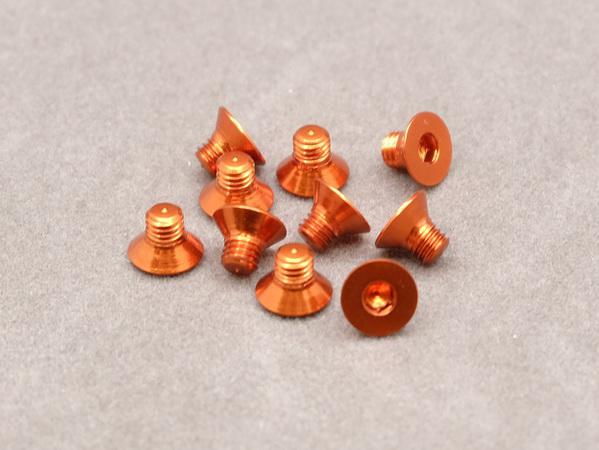 OBMAC-031-ASCO 3 x 4mm Machine Type 7075-T6 Countersunk Hex Screw (Orange 10 Pcs) - Image 1