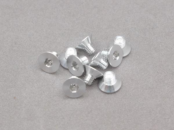 OBMAC-031-ASCS 3 x 4mm Machine Type 7075-T6 Countersunk Hex Screw (Silver 10 Pcs) - Image 1
