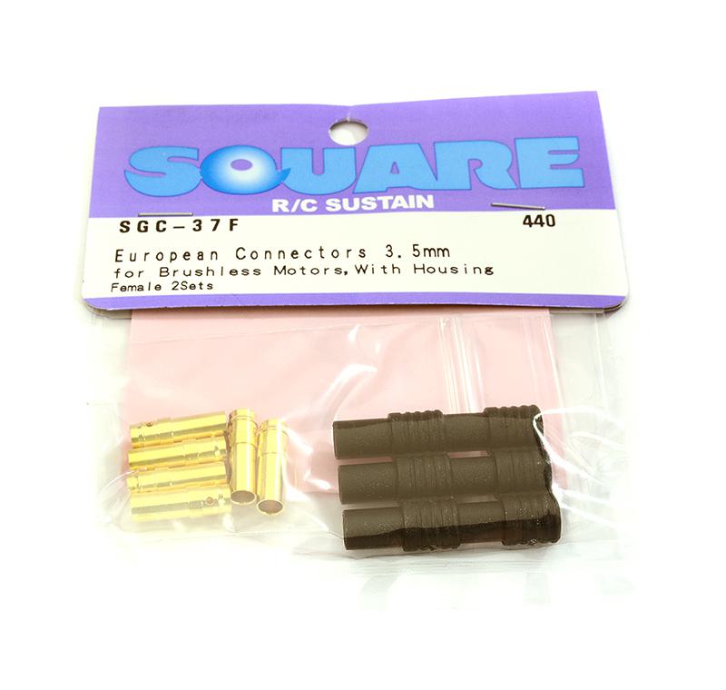 SQ-SGC-37F Square R/C European Connectors - 3.5mm (Female) for Brushless Motors, w/ Housing - Image 1