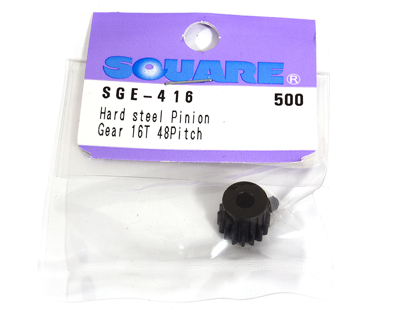 SQ-SGE-416 Square R/C Hard Steel Pinion Gear (48-pitch) 16T - Image 1