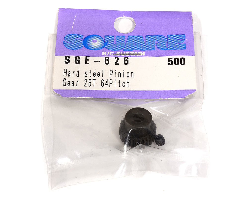 SQ-SGE-626 Square R/C Hard Steel Pinion Gear (64-pitch) 26T - Image 1