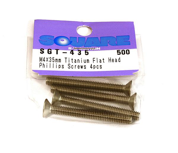 SQ-SGT-435 Square R/C M4 x 35mm Titanium Flat Head Phillips Screws (4 pcs.) - Image 1