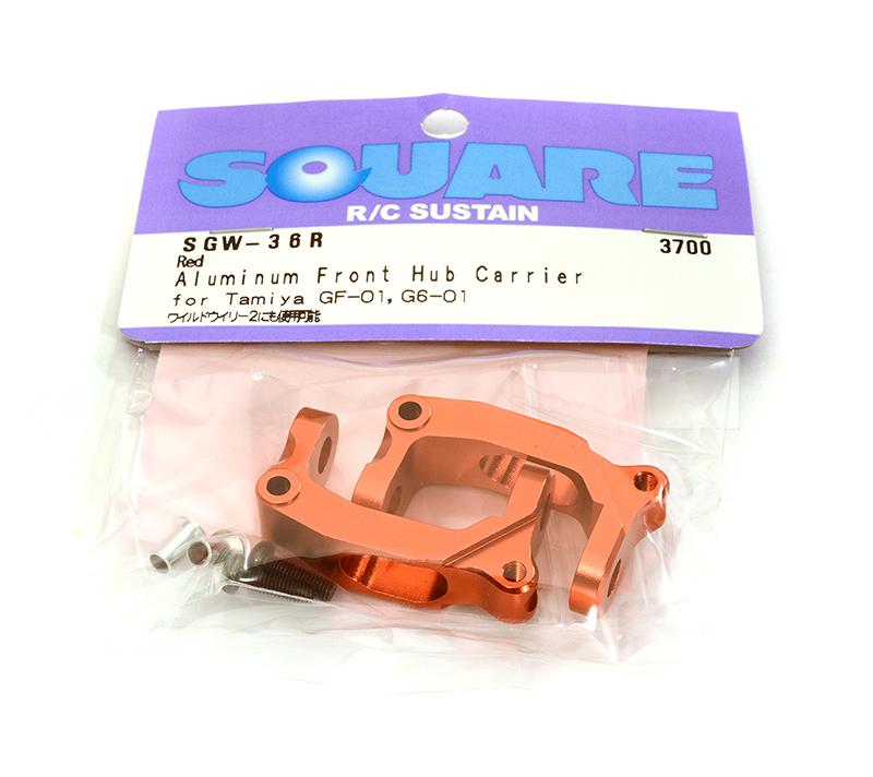 SQ-SGW-36R Square R/C Aluminum Front Hub Carrier (for Tamiya GF-01) Red - Image 1