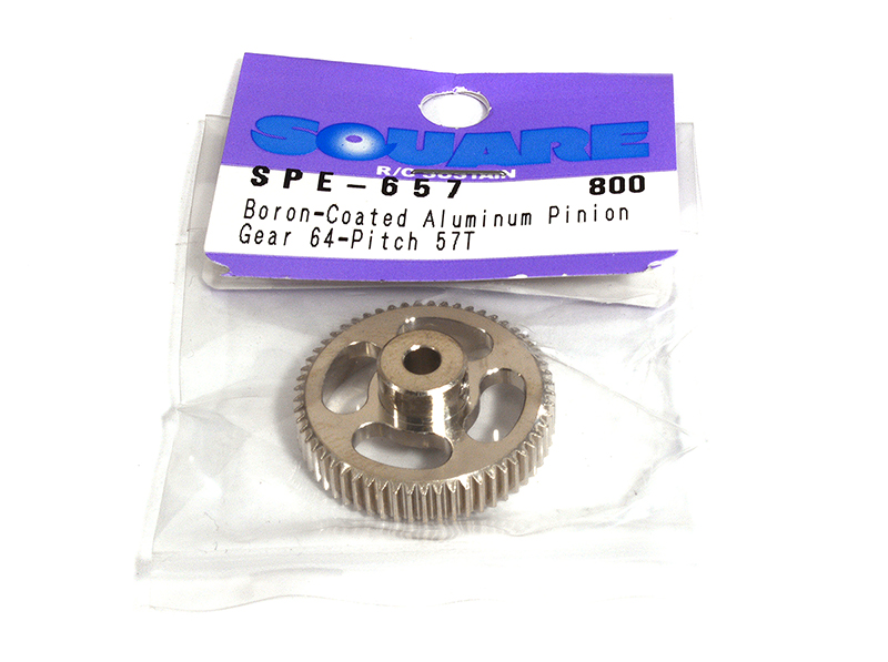 SQ-SPE-657 Square R/C Boron-Coated Aluminum Pinion Gear (64-pitch) 57T - Image 1