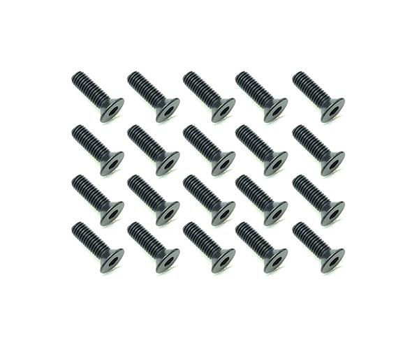 SQ-SST-310 Square R/C M3 x 10mm Black Steel Flat Head Hex Screws (20 pcs.) - Image 1