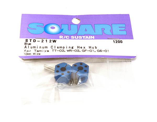 SQ-STD-212W Square R/C Aluminum Clamping Hex Hub, 12mm Wide in Blue Color - Image 1