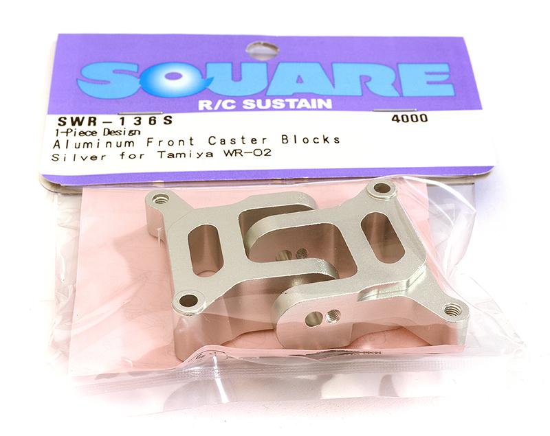 SQ-SWR-136S Square R/C Aluminum Front Caster Blocks, 6-degree 1-Piece Design for Tamiya WR02 - Image 1