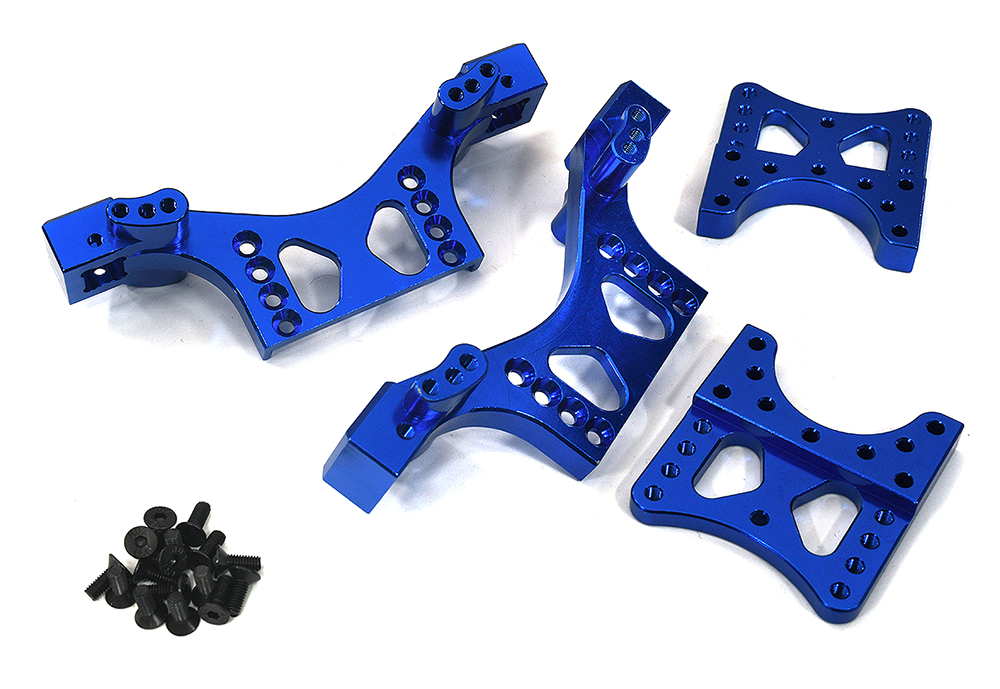 T3695BLUE Height Adj Shock Tower(2) for E/TMaxx 3903 3906 3908 4907/08/09 4910 v3 v4 4917R - Image 1