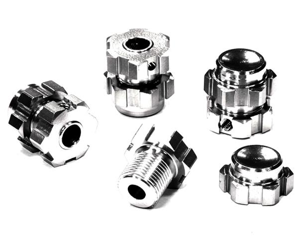 T4132SILVER Machined Wheel 17mm Hex Adapter(4) +0mm Offset for 1/10 E-Revo(-2017) & Revo 3.3 - Image 1