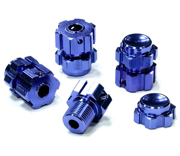 T4133BLUE Machined Wheel 17mm Hex Adapter(4) +3mm Offset for 1/10 E-Revo(-2017) & Revo 3.3 - Image 1