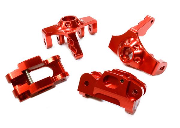 T5023RED Billet Machined Steering Knuckle & Caster Block Set for HPI 1/12 Savage XS Flux - Image 1