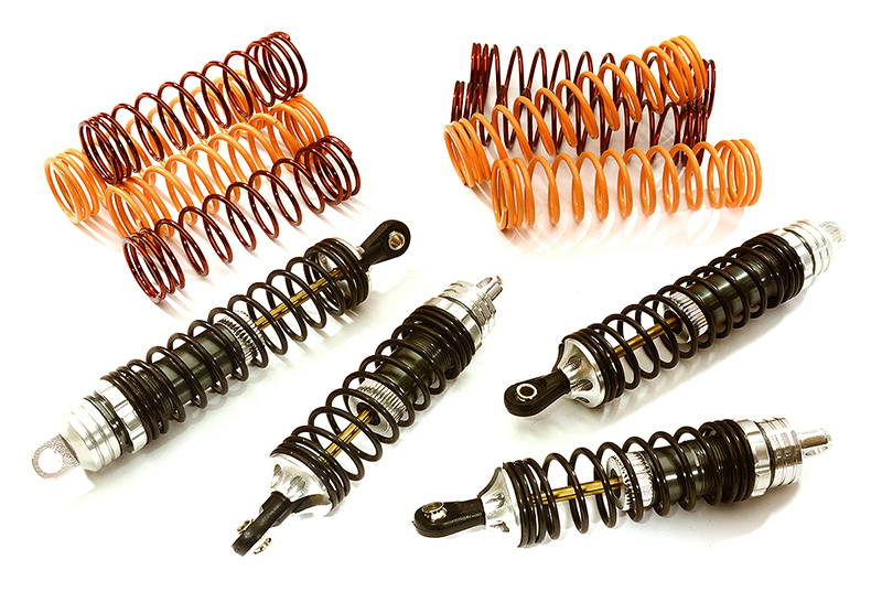 T6752SILVER XSR Shock Set (4) for Traxxas Nitro Stampede 2WD & Nitro Rustler (L=89/103mm) - Image 1
