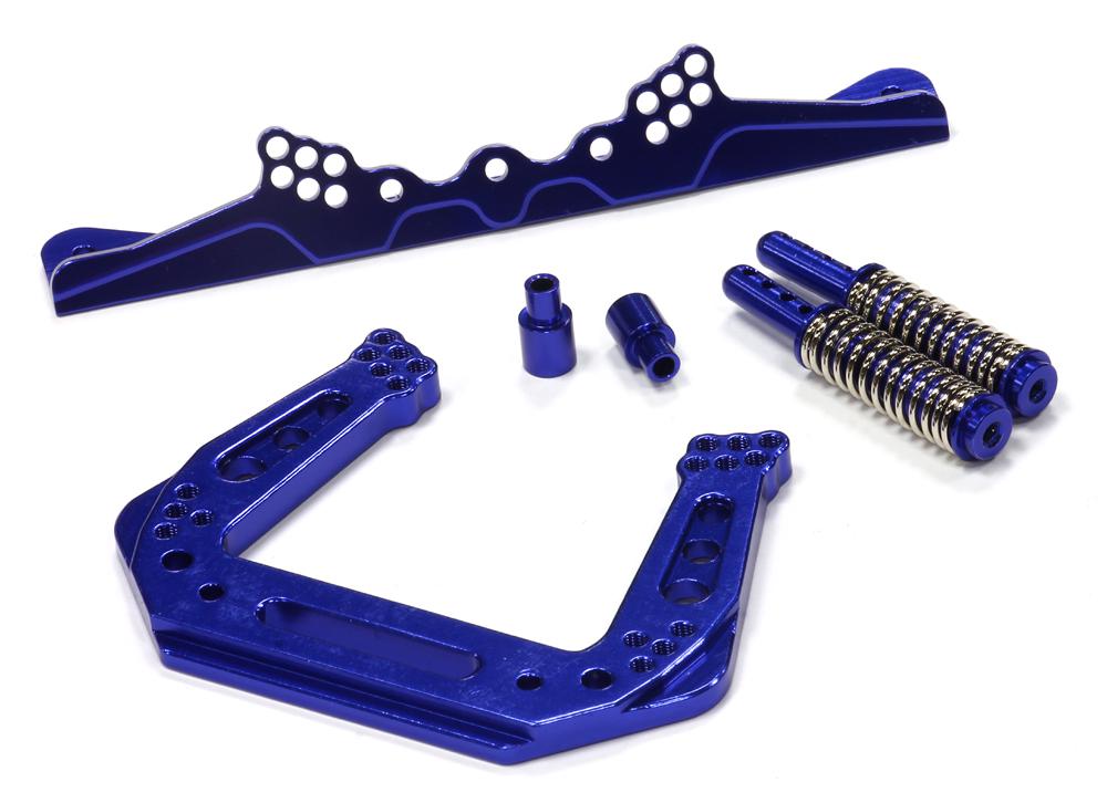T6769BLUE Billet Machined Front Shock Tower for Traxxas 1/10 Nitro Rustler Stadium Truck - Image 1