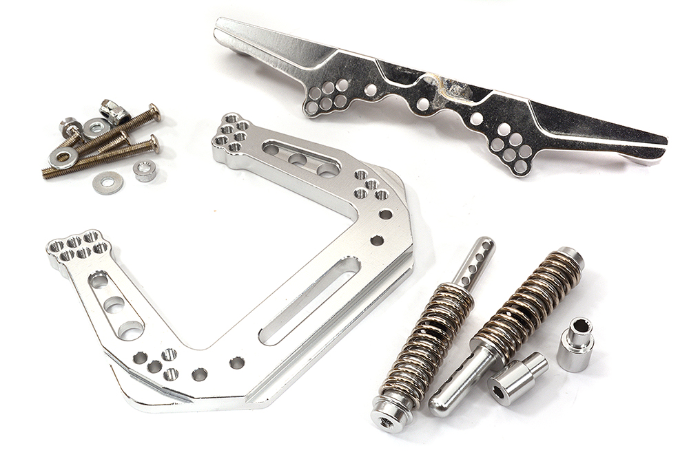 T6769SILVER Billet Machined Front Shock Tower for Traxxas 1/10 Nitro Rustler Stadium Truck - Image 1