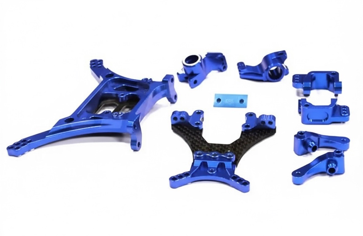 T7864BLUE Billet Machined PRO Alloy Conversion Set for Associated SC10 2WD - Image 1