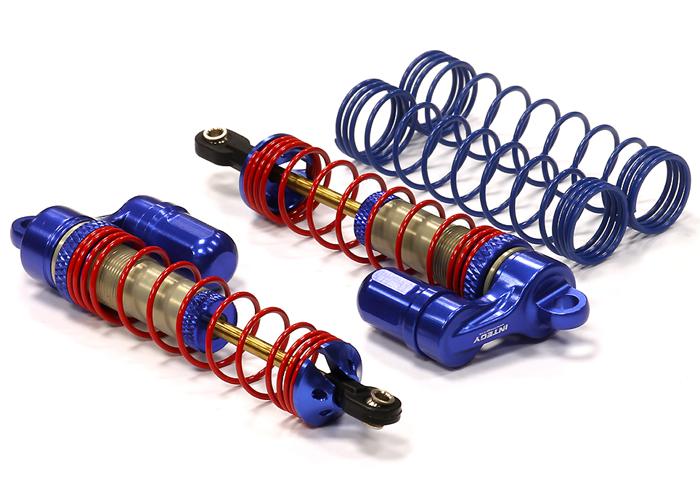 T8147BLUE V2 MXR9 Rear Piggyback Shocks for Traxxas Stampede, Rustler 2WD & Slash - Image 1