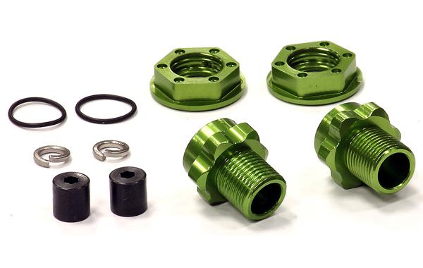 T8182GREEN Billet Machined Wheel 17mm Hex Rear Adapter(2) +3mm Offset for Traxxas 1/10 Jato - Image 1
