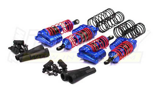 T8537BLUE Billet Machined XLS Piggyback Shock Set (4) for 1/10 Slash 4X4 (6808)(L=87/98mm) - Image 1