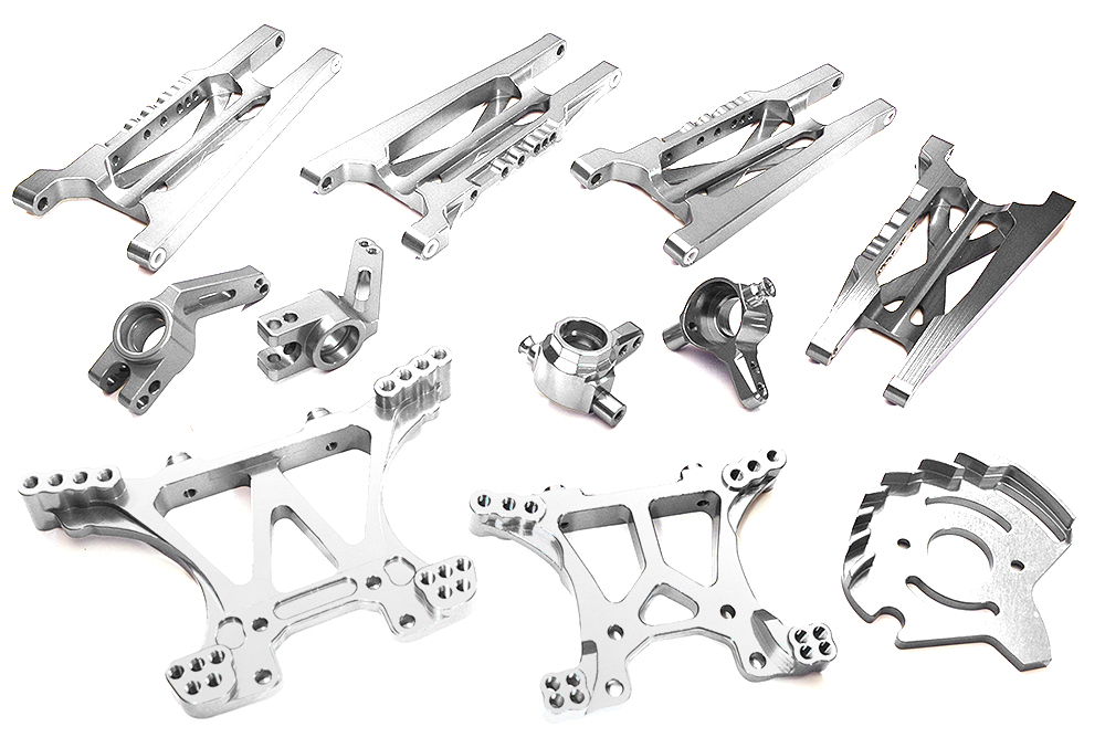 T8547SILVER Billet Machined Alloy Conversion Set for Traxxas 1/10 Slash 4X4 (non-LCG) - Image 1