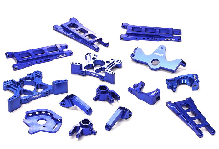 T8595BLUE Billet Machined T2 Conversion Kit for 1/10 Stampede 4X4 & Slash 4X4 (non-LCG) - Image 1