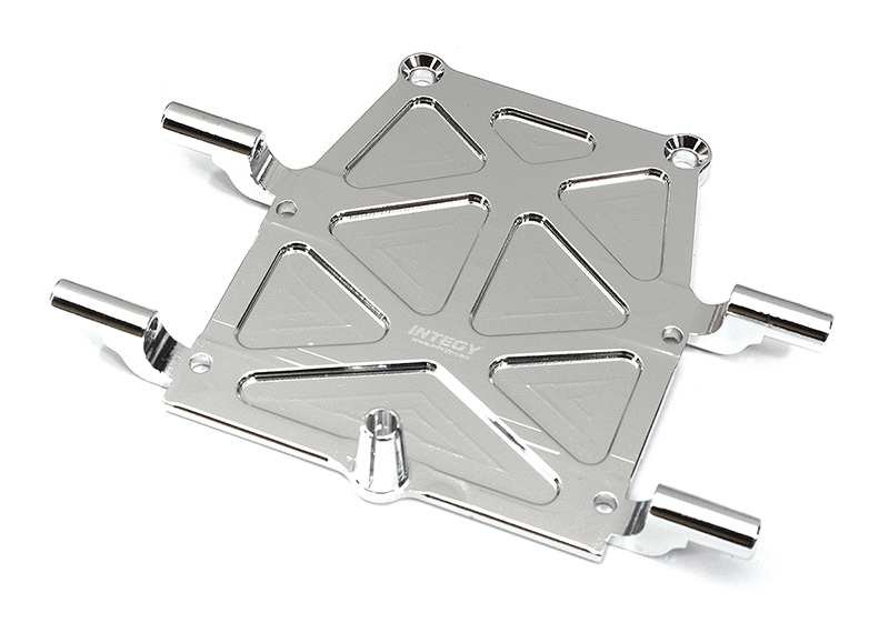 T8624SILVER Billet Machined Rear Under Cover + Antenna Mount for Tamiya CR01 - Image 1