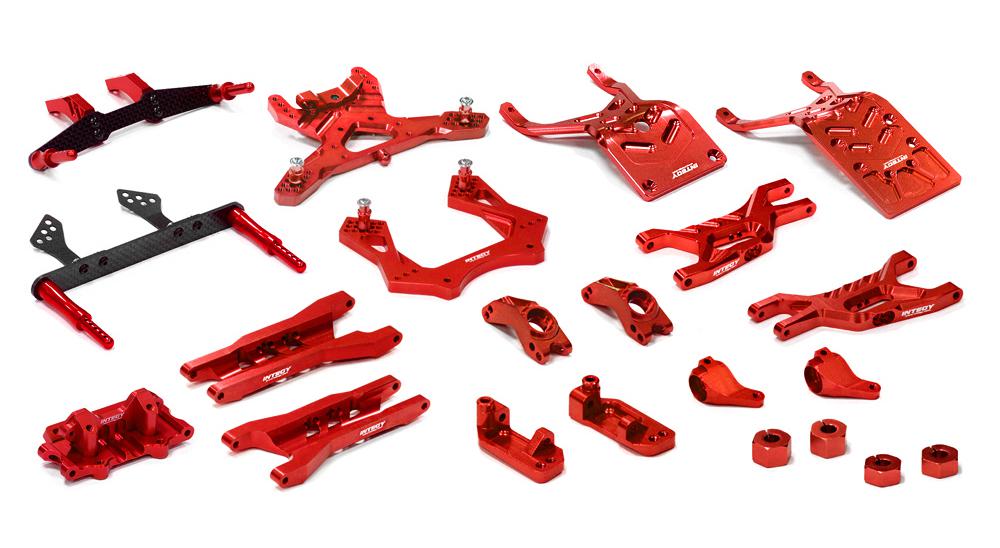 T8651RED Red Complete Billet Machined Suspension Upgrade Kit for 1/10 Stampede 2WD - Image 1